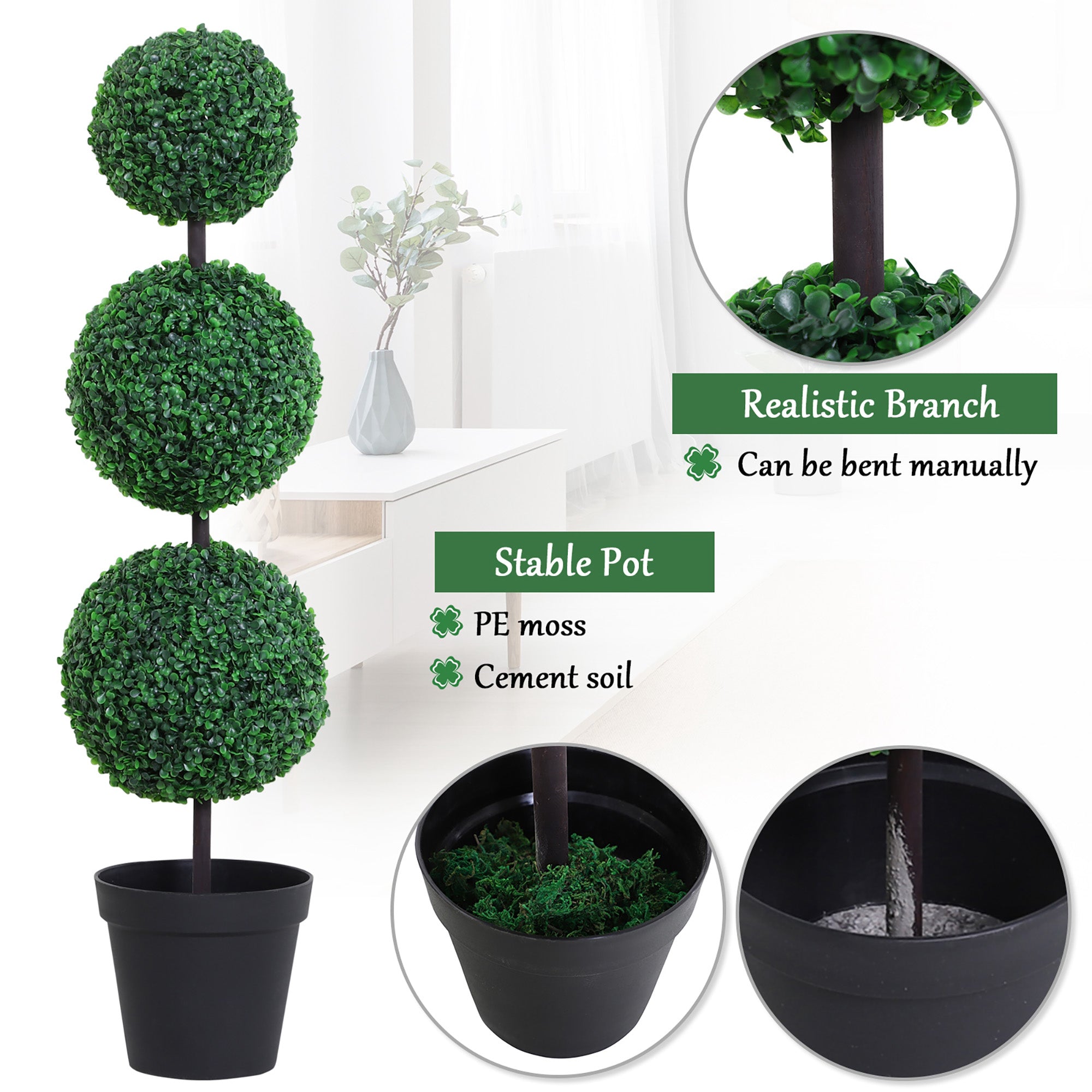 Artificial Plants Honeysuckle Flower In Pot Fake Plants With Curved Boots For Indoor 15x15x150cm White