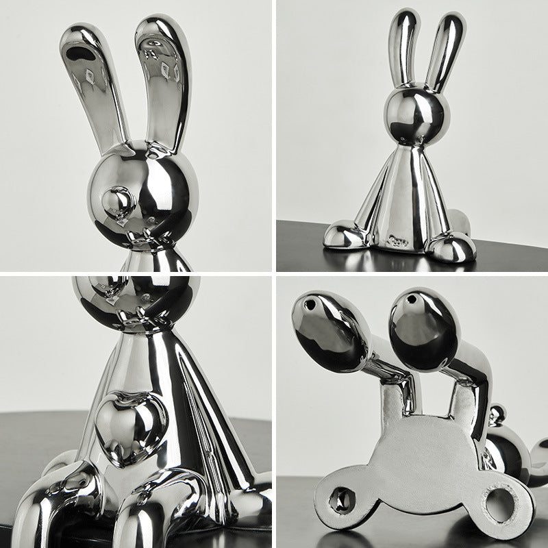 Light Luxury Silver Electroplated Sitting Rabbit Decoration Living Room Wine Cabinet TV