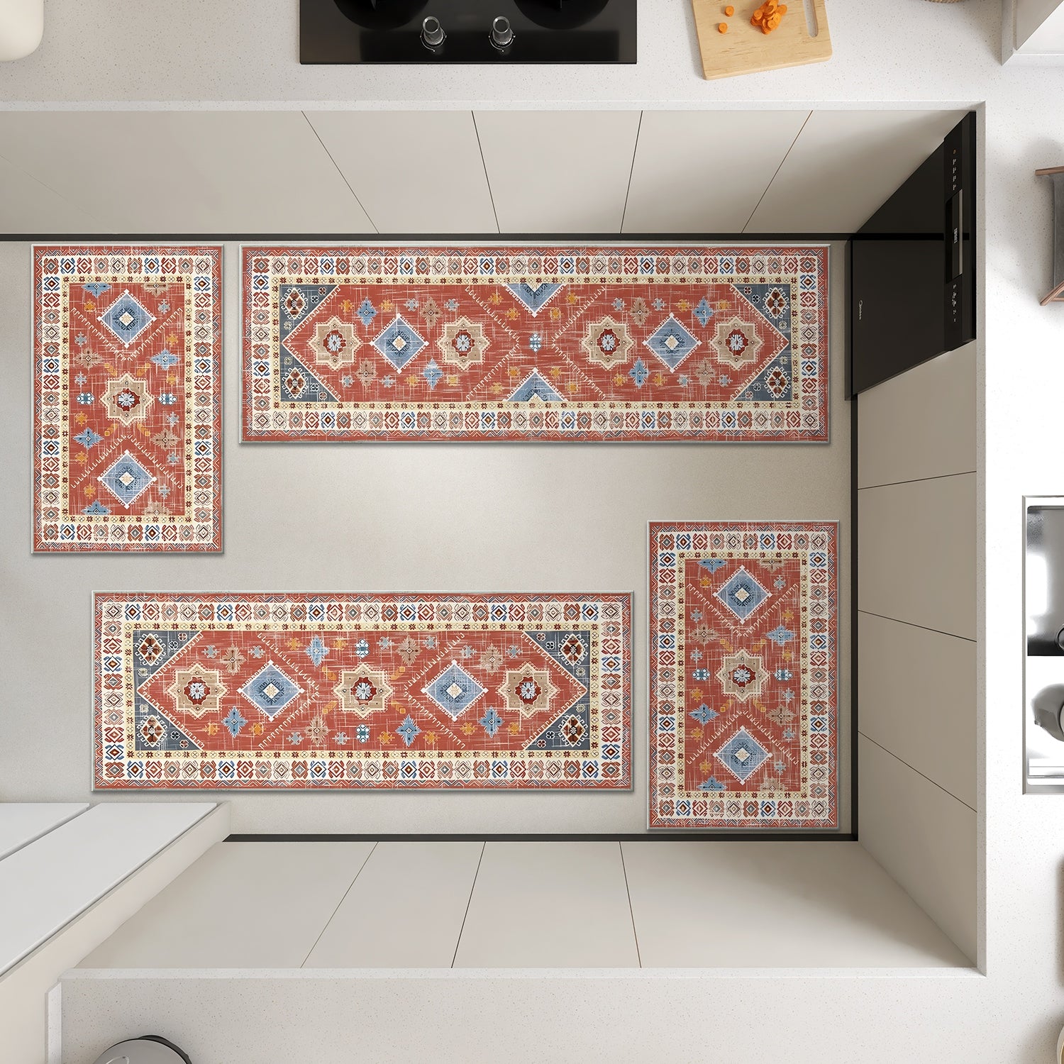 Boho Kitchen Rugs Sets 4 Piece With Runner Floral Kitchen Floor Mat Carpet Farmhouse Kitchen Rugs And Mats Non Skid Washable Runner Rug For Kitchen Floor Sink