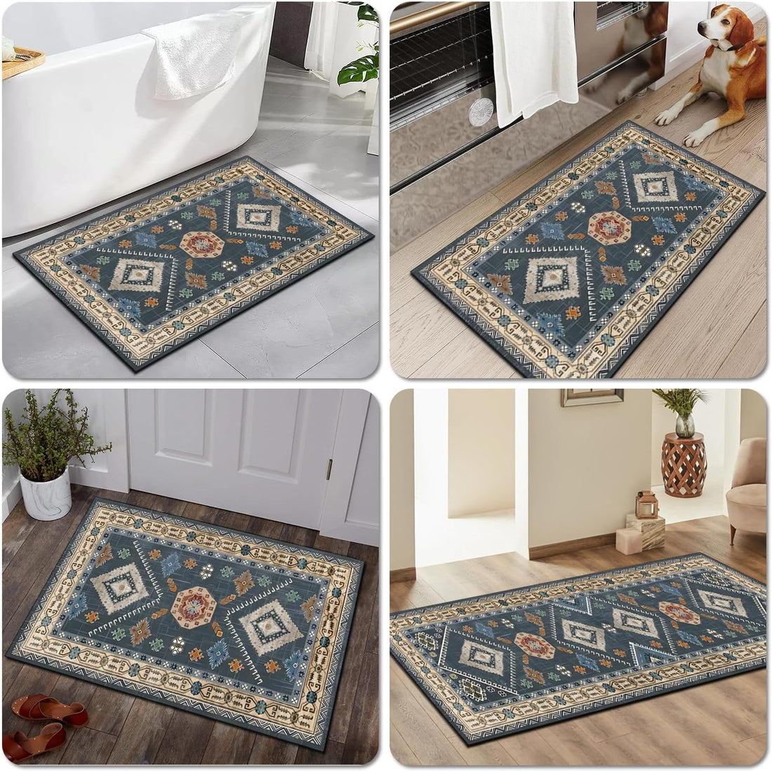 Boho Kitchen Rugs Sets 4 Piece With Runner Floral Kitchen Floor Mat Carpet Farmhouse Kitchen Rugs And Mats Non Skid Washable Runner Rug For Kitchen Floor Sink