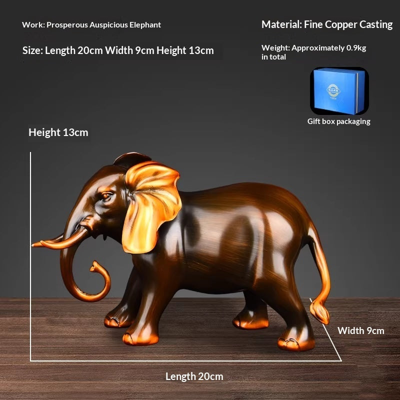 Entryway Home Decoration Wealth-Attracting All-Copper Elephant