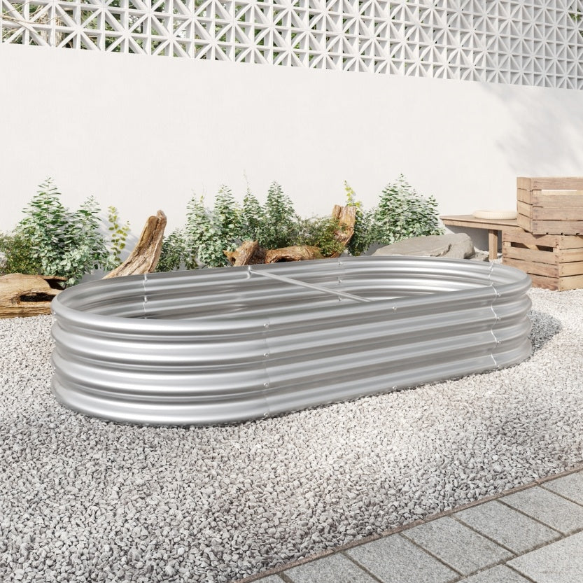 Oval Large Metal Raised Garden Bed For Plants, Vegetables, Flowers