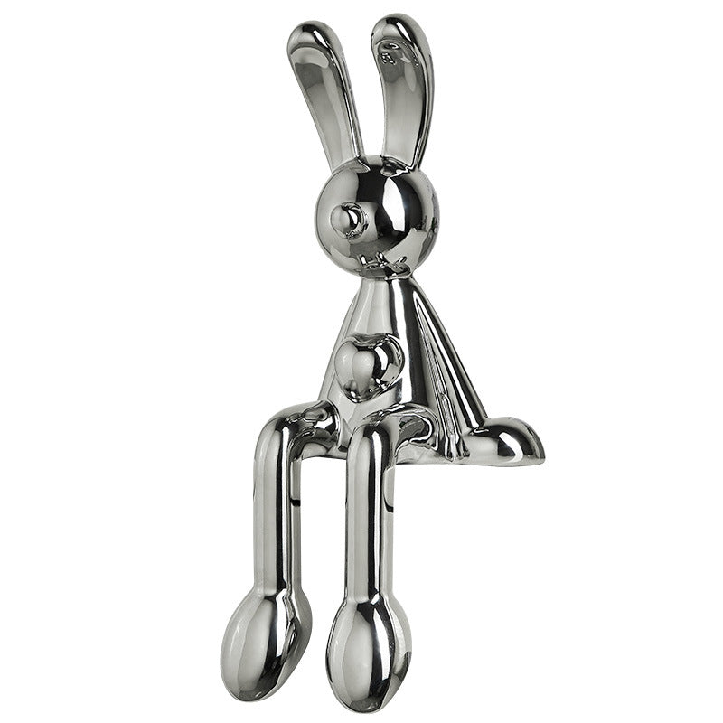 Light Luxury Silver Electroplated Sitting Rabbit Decoration Living Room Wine Cabinet TV