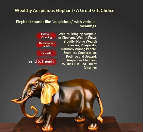 Entryway Home Decoration Wealth-Attracting All-Copper Elephant