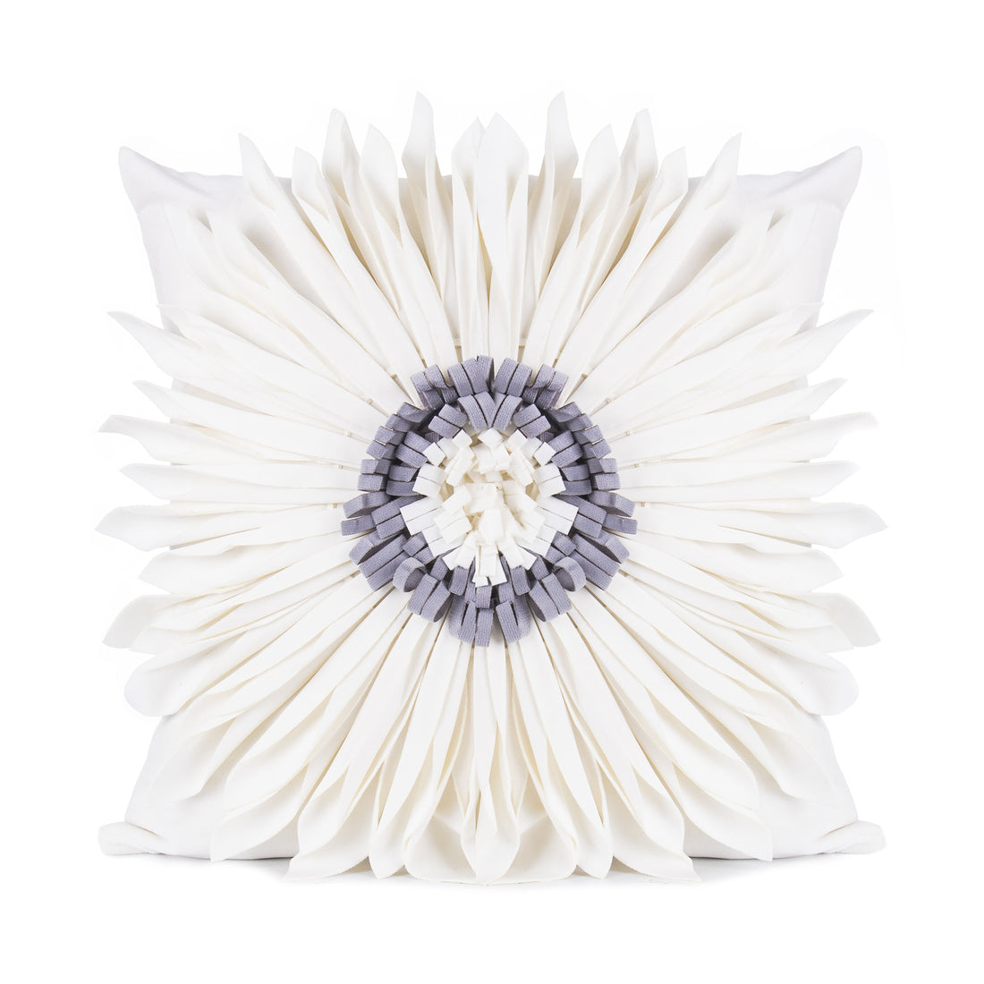 Fashion Modern Style White Throw Pillows Velvet Stitching 3D Chrysanthemum Cushion Waist Pillow Blue Cushion Case