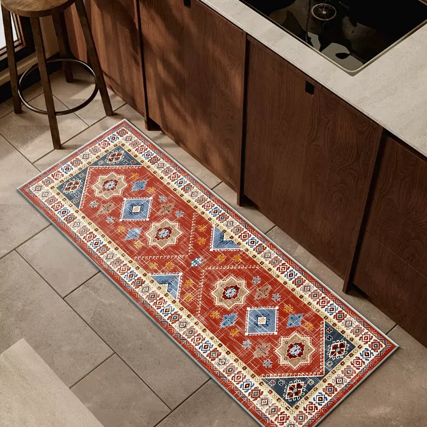 Boho Kitchen Rugs Sets 4 Piece With Runner Floral Kitchen Floor Mat Carpet Farmhouse Kitchen Rugs And Mats Non Skid Washable Runner Rug For Kitchen Floor Sink