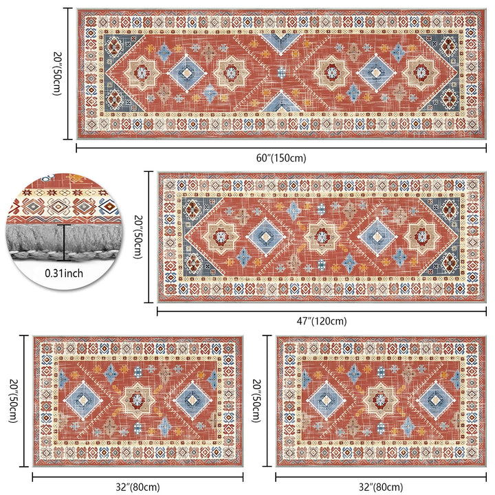 Boho Kitchen Rugs Sets 4 Piece With Runner Floral Kitchen Floor Mat Carpet Farmhouse Kitchen Rugs And Mats Non Skid Washable Runner Rug For Kitchen Floor Sink