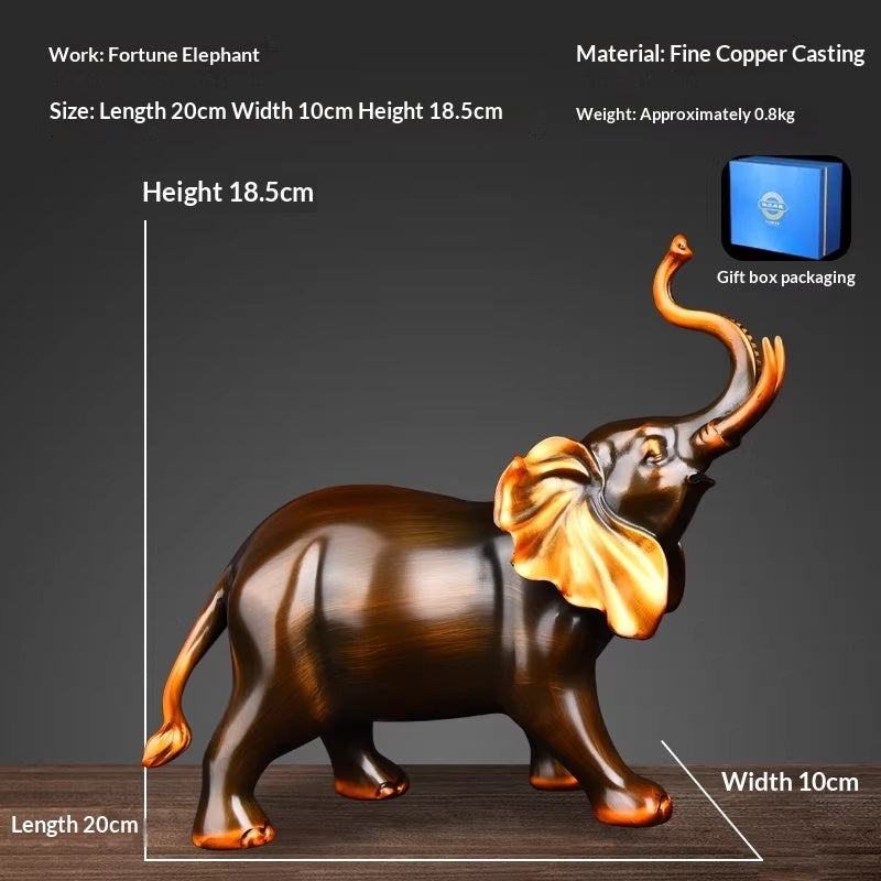 Entryway Home Decoration Wealth-Attracting All-Copper Elephant