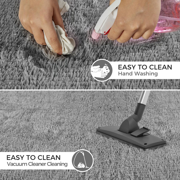 6ft X 9ft Grey Fluffy Carpet For Living Room