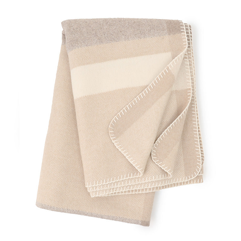 Wool Jacquard Twill Camping Rugs Casual Household Blanket